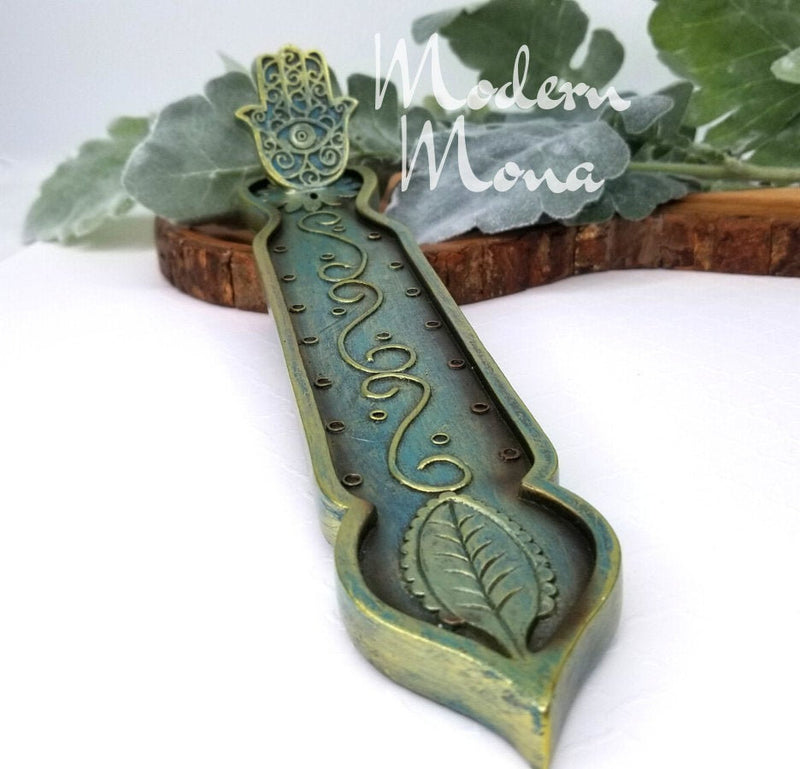 Hamsa Hand Boat Incense Burner - ModernMonaStudio