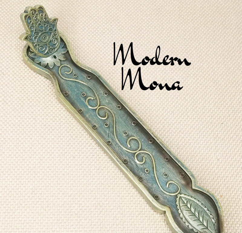 Hamsa Hand Boat Incense Burner - ModernMonaStudio