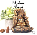 Bronze Sitting Buddha Back Flow Burner - ModernMonaStudio