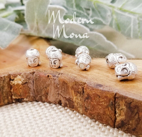 8MM - Mini Buddha Heads - Silver Buddha Charm - Buddha Head - Buddha Novelty - Buddhist Bracelet Charms - Small Buddha Heads