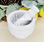 Solid White Marble Mortar and Pestle, White Marble Smudge Bowl - High Quality - ModernMonaStudio