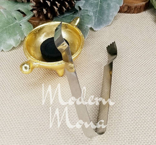 Stainless Steel Silver Tongs for Charcoal, Silver Tongs, Metal Tongs for Incense, Small Silver Tongs - ModernMonaStudio