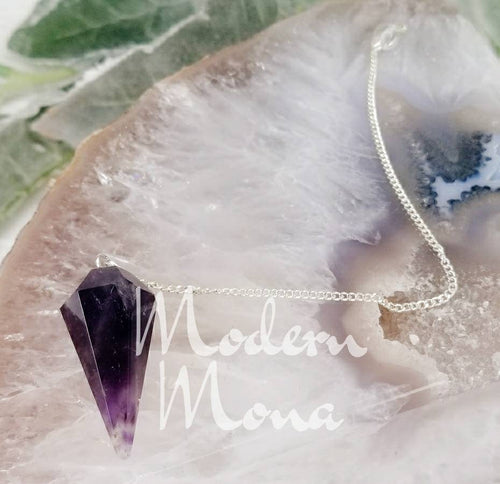 Amethyst Pendulum Gemstone, Dowsing, Pendulum Divination, Amethyst Gemstone, Amethyst Dowsing, Amethyst Jewelry - ModernMonaStudio