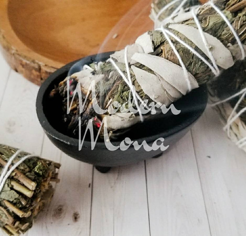 Peppermint and White Sage Smudge Smudging Wand - Combo Smudge with Peppermint - ModernMonaStudio