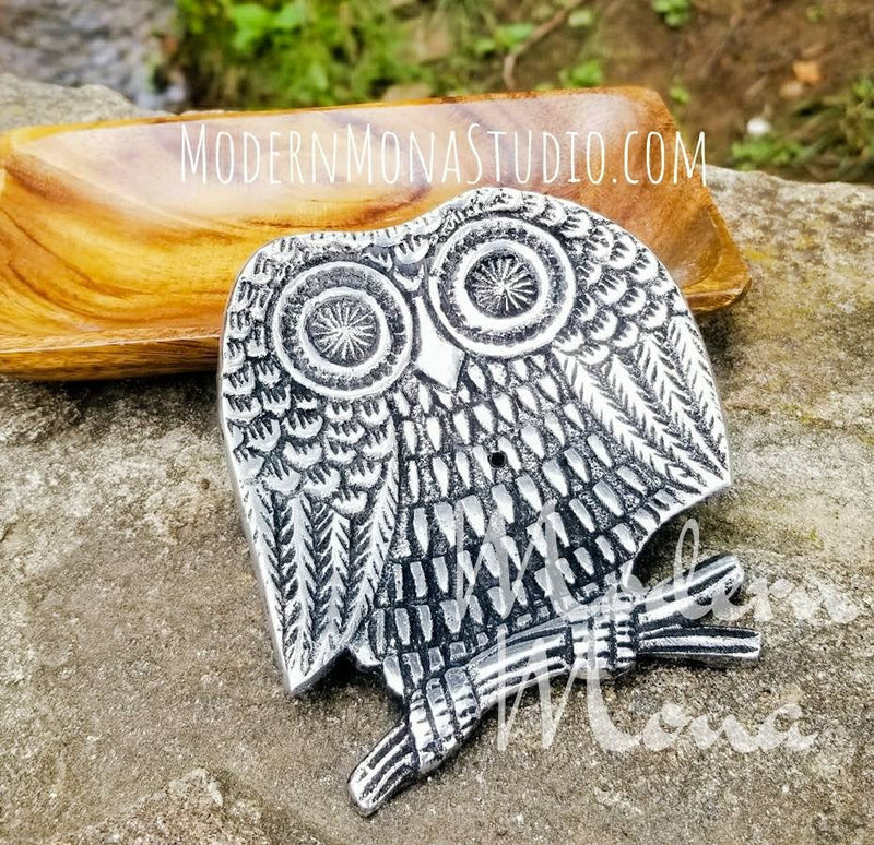 Owl Incense Burner - Owl Smudge Tray - Owl Stick Incense Burner - Owl Cone Burner - ModernMonaStudio