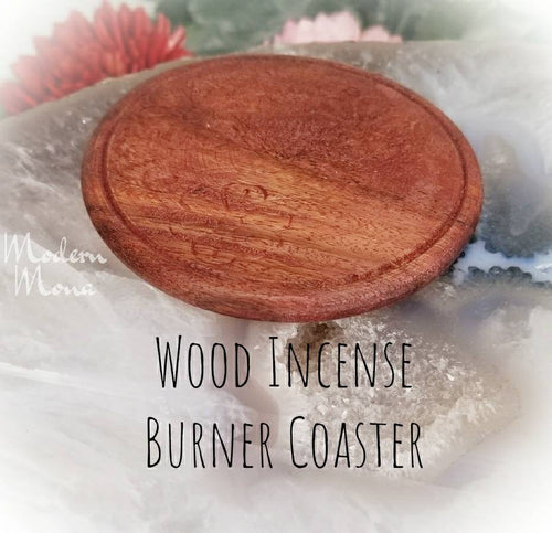 Wood Incense Burner Coaster, Incense Coasters, Burner Plates with Carved Light Floral Design - ModernMonaStudio