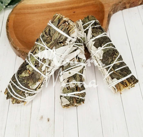 Peppermint and White Sage Smudge Smudging Wand - Combo Smudge with Peppermint