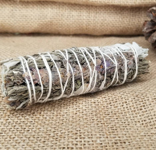 3"L - White Sage and Lavender Flower Smudge, Smudges with Sage and Lavender