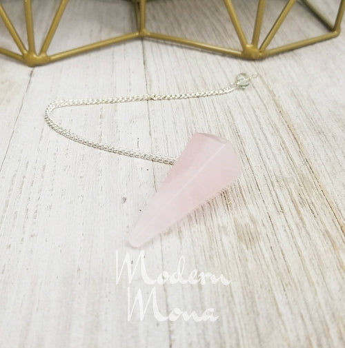 Rose Quartz Pendulum Gemstone, Dowsing, Pendulum Divination, Rose Quartz Gemstone,  Rose Quartz Dowsing