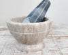 Solid Taupe Marble Mortar and Pestle, Brown Marble Smudge Bowl, Marble Smudge Bowl, Marble Herb Mortar - High Quality