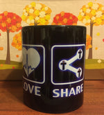 Love Share Pray Icons Mug - ModernMonaStudio