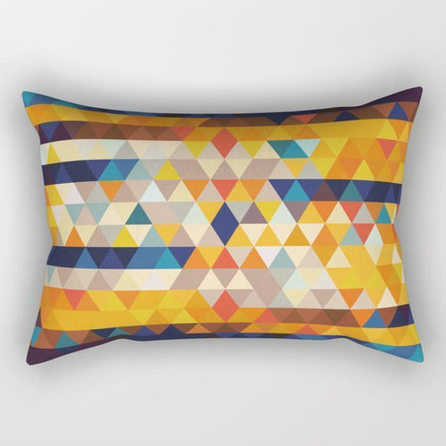 Orange & Blue Triangles Rectangle Pillow - ModernMonaStudio