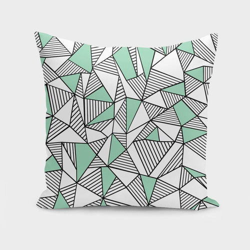 Ab Lines With Mint Blocks  Cushion/Pillow - ModernMonaStudio