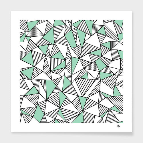 Ab Lines With Mint Blocks  Cushion/Pillow - ModernMonaStudio