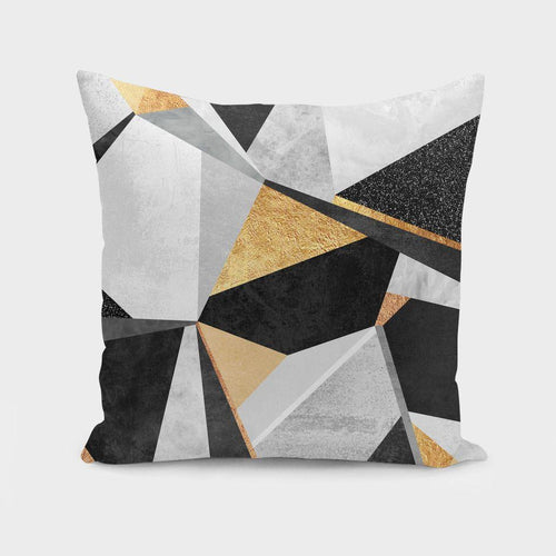 Geometry  Gold Cushion/Pillow - ModernMonaStudio
