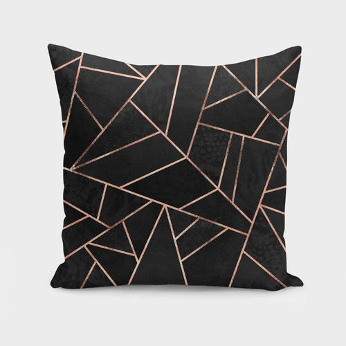 Velvet Black & Rose Gold Cushion/Pillow - ModernMonaStudio