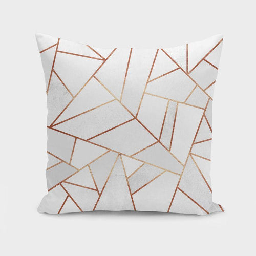 White Stone and Copper Lines Cushion/Pillow - ModernMonaStudio